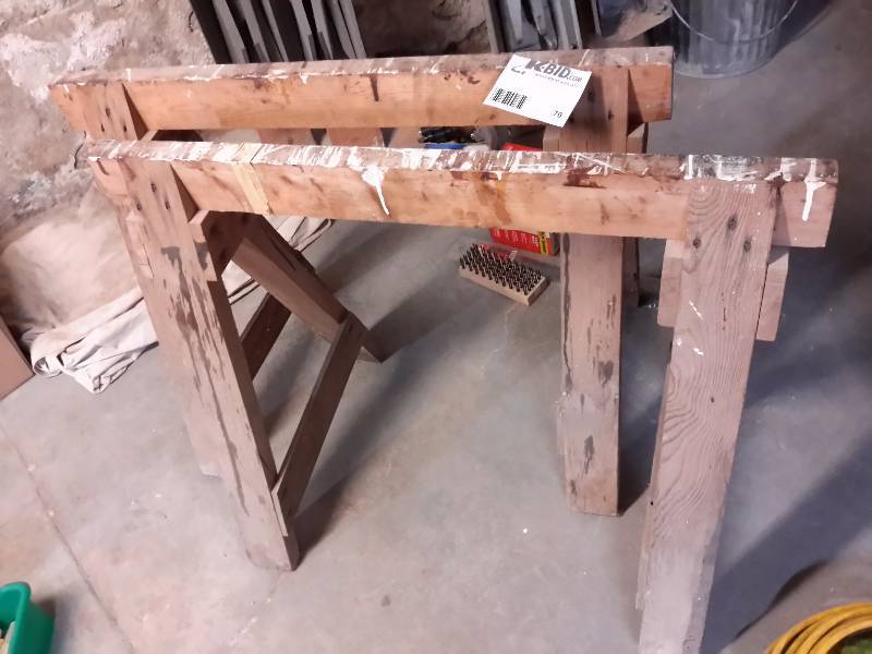 lot 76 image: 2 wood saw horses