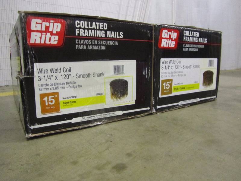 lot 19 image: Grip-Rite 2500-Count 3.25-in Framing Nails