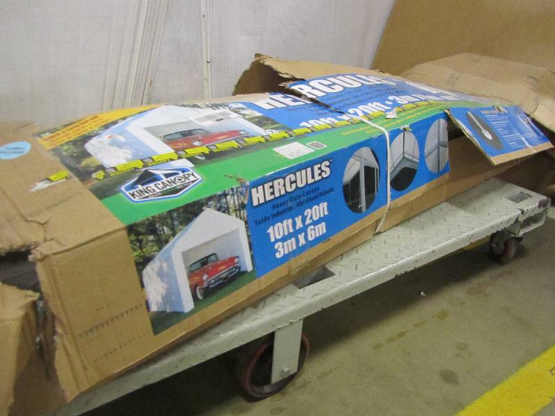 lot 30 image: King Canopy Hercules 10 x 20 Foot 8 Leg Universal Carport Shelter, White