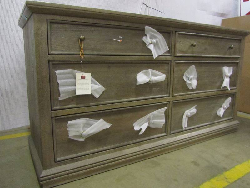 lot 57 image: Home Decorators Collection Aldridge 6-Drawer Antique Grey Dresser