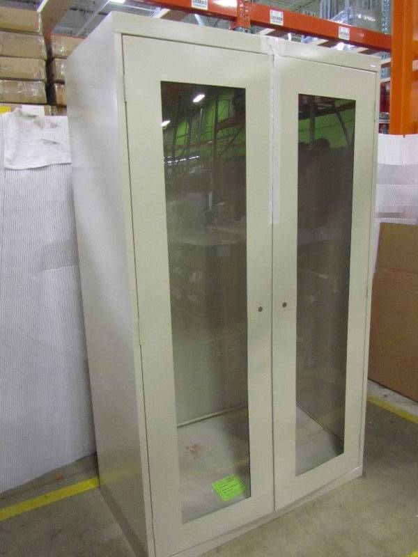 lot 58 image: Sandusky Freestanding Steel Cabinet with Acrylic Doors