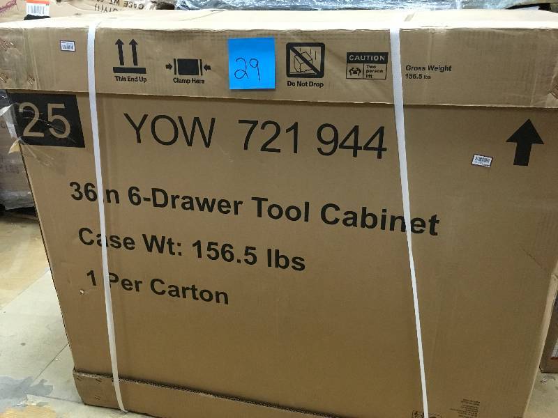 lot 29 image: Husky 36in. 6-Drawer Tool Cabinet. Black.  never used open box