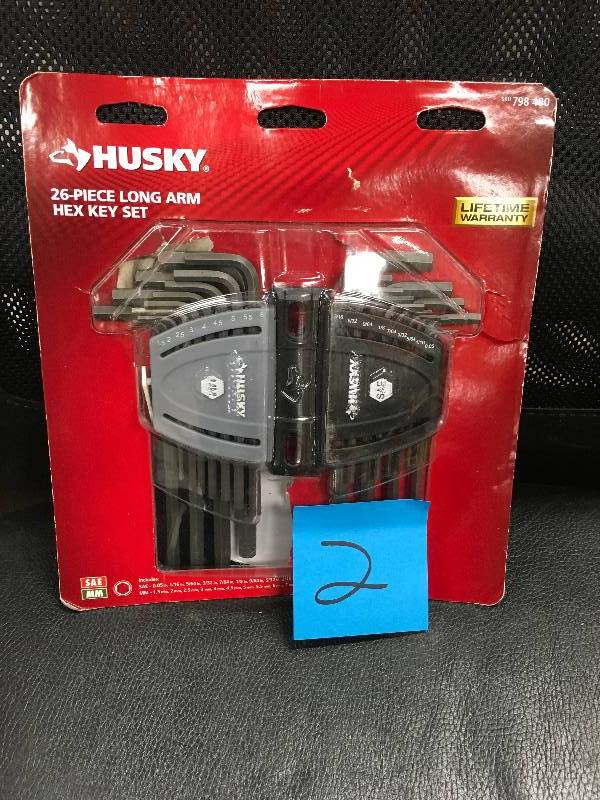 lot 2 image: Husky Hex Tools SAEMetric Long-Arm Hex Key Set (26 Piece) open box never used