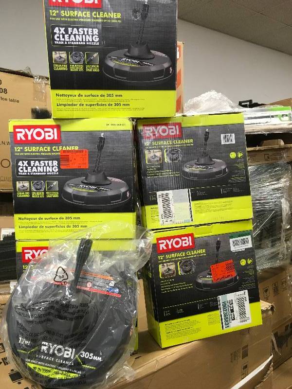 lot 19 image: Ryobi, 12 Surface Cleaner for use with Electric Pressure Washers up to 2000 PSI - Lot of 5. never used