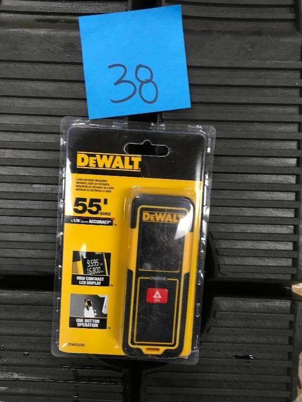 lot 38 image: DeWalt 55 Foot Laser Distance Measurer. never used open box