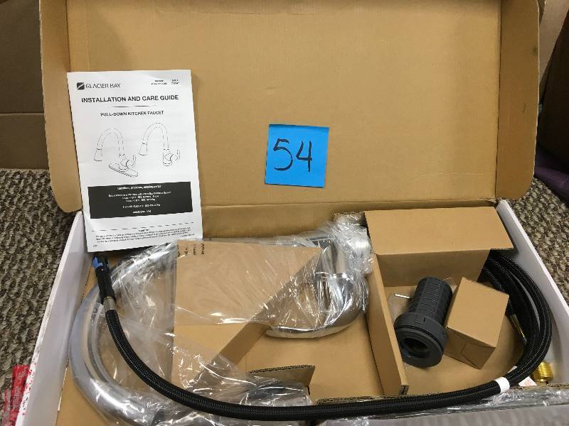 lot 54 image: Glacier Bay Market Pull-Down Kitchen Faucet, Open box never used