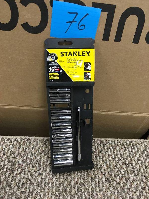 lot 76 image: Stanley 16 Piece Deep Socket Set, New Missing Pieces