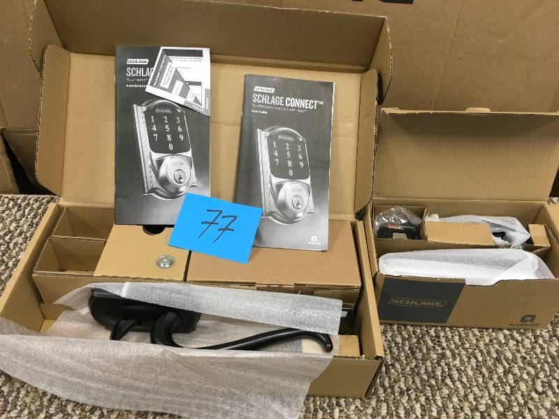 lot 77 image: Schlage Connect Touchscreen Deadbolt with Alarm, Open Box