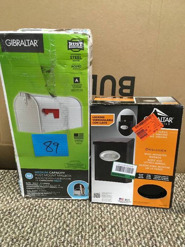 lot 89 image: Gibraltar Medium Capacity Post-Mount Mailbox & Wall Mount Mailbox,