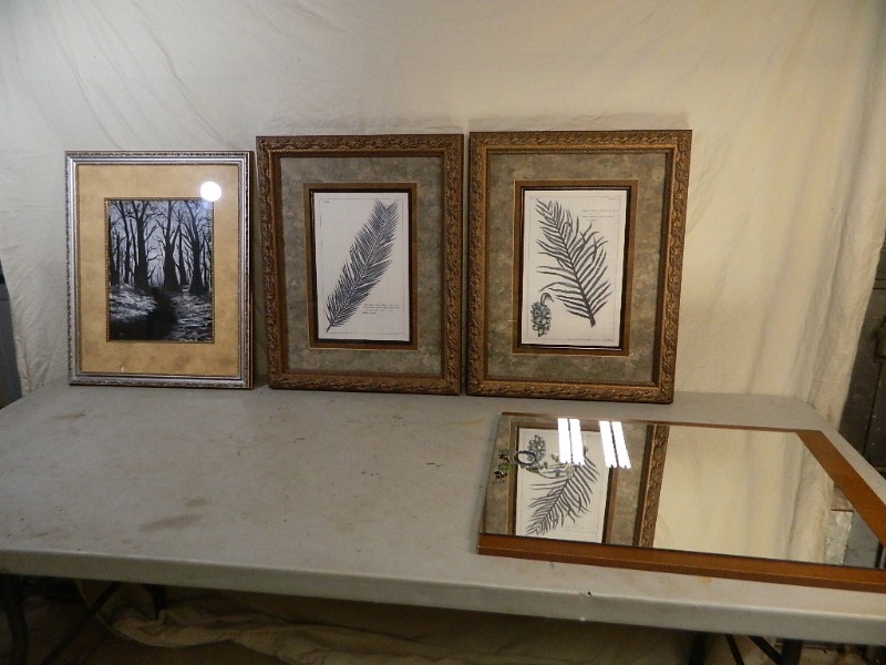 lot 138 image: 3 Framed Pictures and Mirror