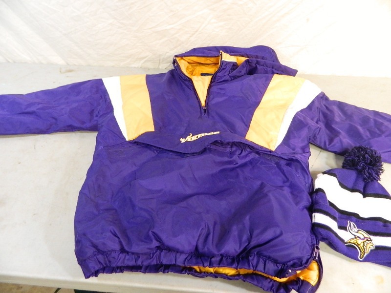 lot 145 image: Minnesota Vikings Jacket and Hat