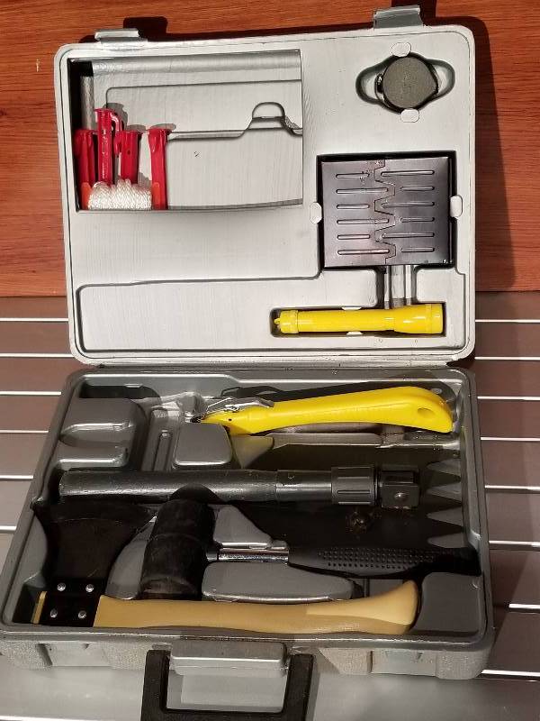 lot 55 image: Survival Kit - Hatchet, Mallet, Knife, Etc