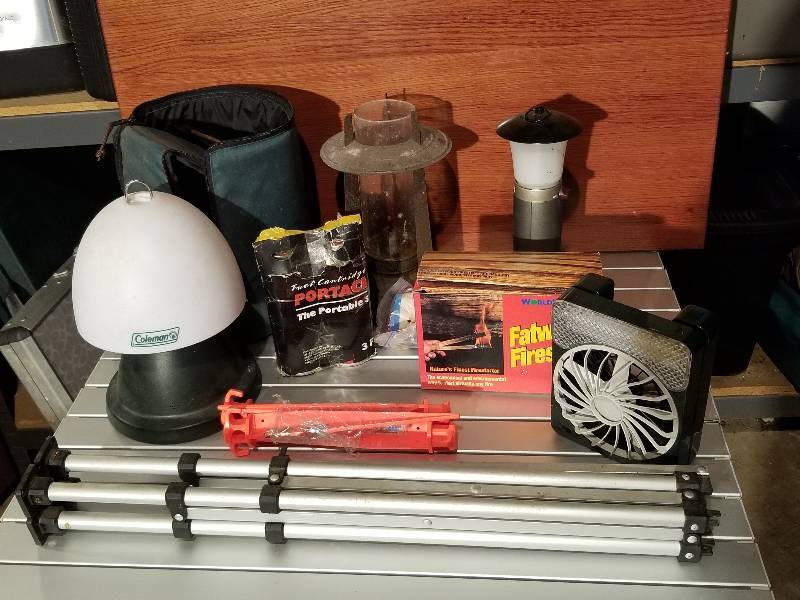 lot 58 image: Camping Supplies - Misc Lanterns, Fan, Fire Starter, Etc
