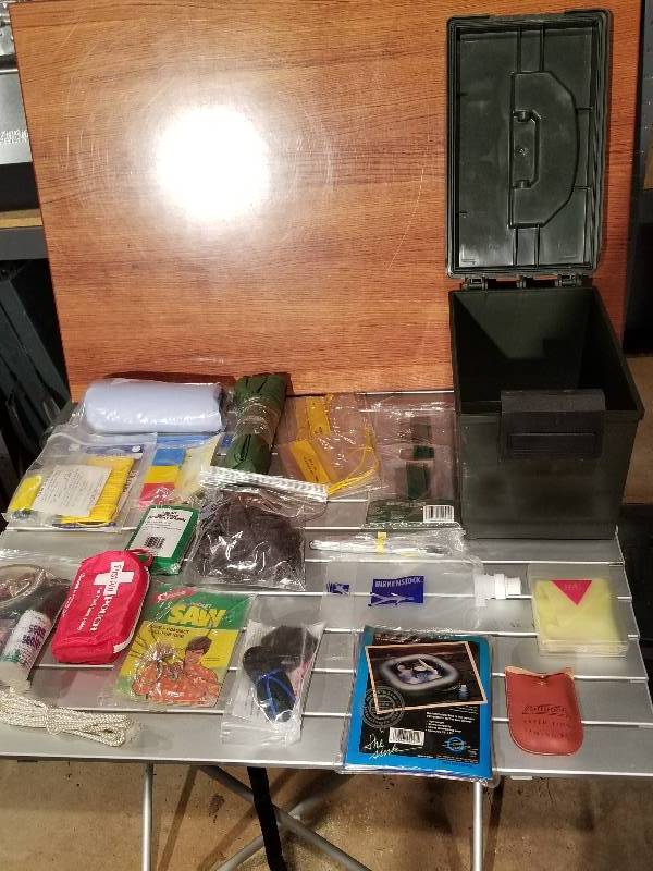 lot 71 image: Camping Supplies - Inflatable Sink, Sewing Kit, First Aid, Etc