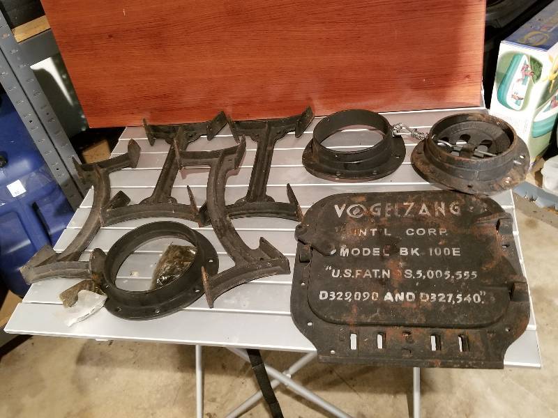 lot 103 image: Lot - Antique Cast Iron Stove Door, Damper, Etc