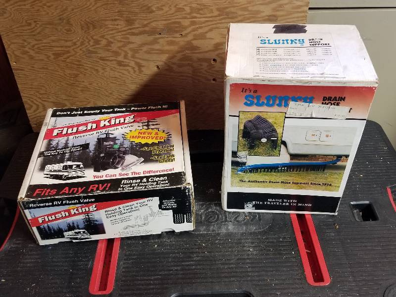 lot 305 image: Lot - RV Drain Hose Support & Reverse RV Flush Valve