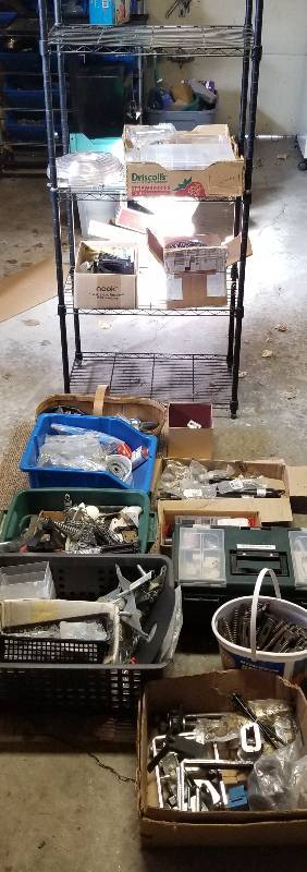 lot 307 image: Lot- Misc Hardware & Metal Shelf