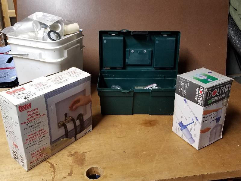lot 374 image: Lot - Misc Plumbing Items, Water Pump, PVC, Etc