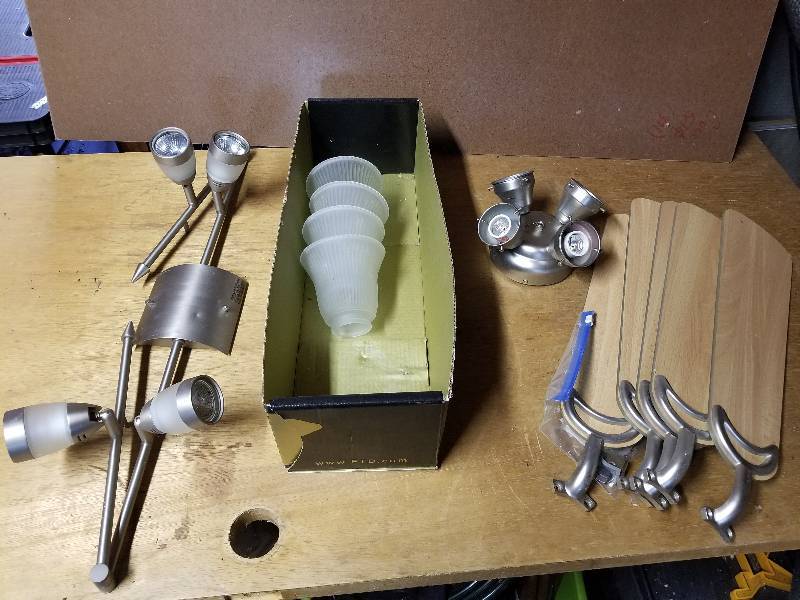 lot 377 image: Lot - Semi Flush Ceiling Spot Lighting & Ceiling Fan, New