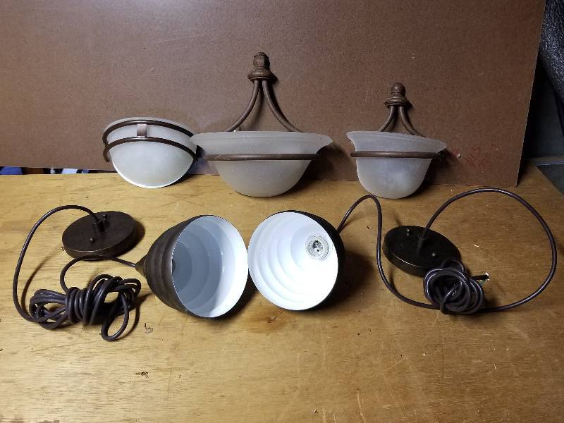 lot 381 image: Lot - Hanging Light Set and Wall Sconce Set, New