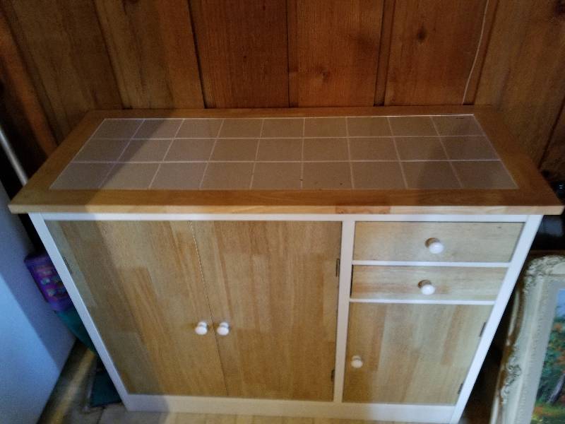 lot 389 image: Tile Top Cabinet, 31x40x16