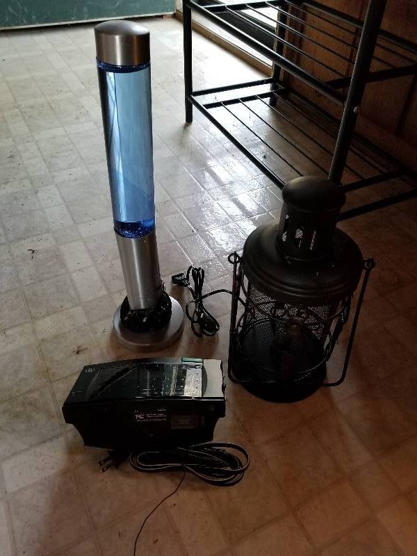 lot 399 image: Lot - Hanging Electric Lantern Light, Blue Sparkle Light, Alarm Clock