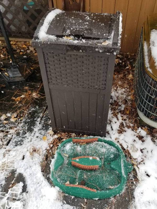 lot 450 image: Patio Trash Container and Boot Scraper