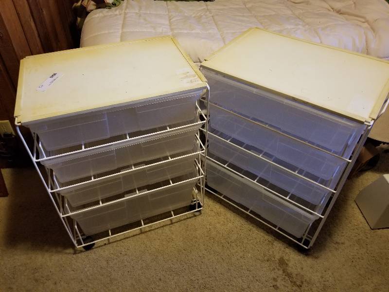 lot 468 image: Pair - Rolling Cart Organizers, 31x24x17 each