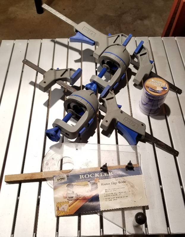 lot 122 image: Lot- Router Edge Guide, Wilton Clamps