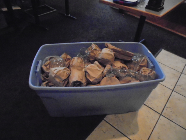 lot 44 image: Large Tote of Glassware