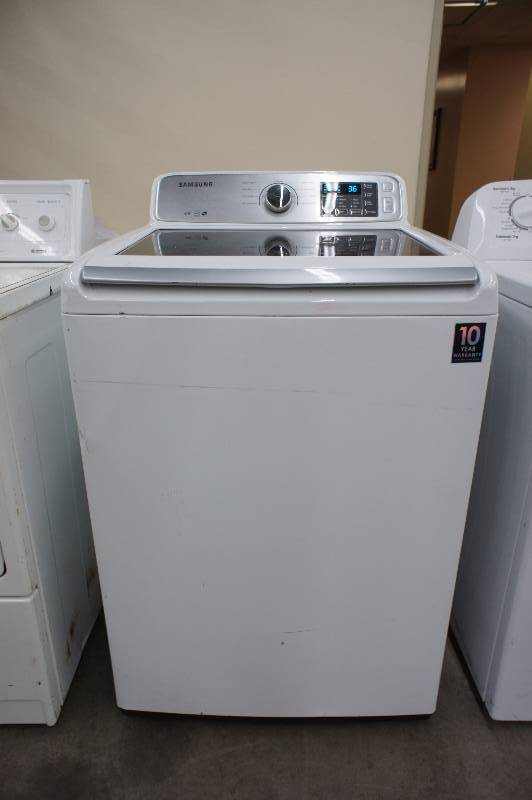 lot 18 image: PREVIOUSLY OWNED - Scratch and Dent - Samsung Model # (WA45H7000AW) Top-Loading Washer - 4.5 cu ft - White Color - Tested Works - MSRP $899.99