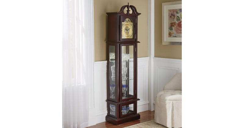 Grandfather Clock and Lit Curio ope...