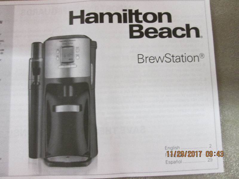 Hamilton Beach Brew Staion open box...