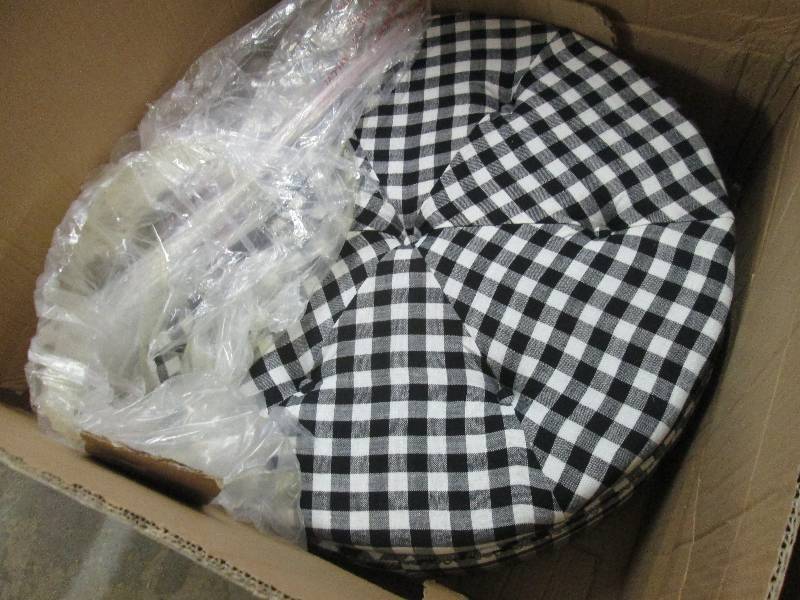 Black Check Storage Ottoman open bo...