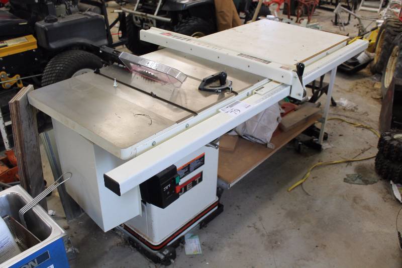 lot 79 image: JET 10in. Tilting Arbor Saw w Xacta Fence II, JET Dust Collection System
