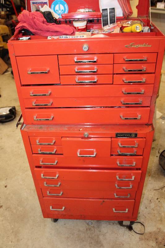 lot 32 image: Contents of Tool Cabinet From Lot 31 Includes Sockets, Wrenches, Pliers, Hammers, And More