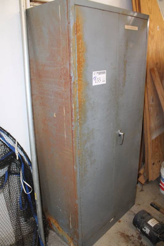 lot 155 image: 2-Door 4-Shelf Metal Storage Cabinet