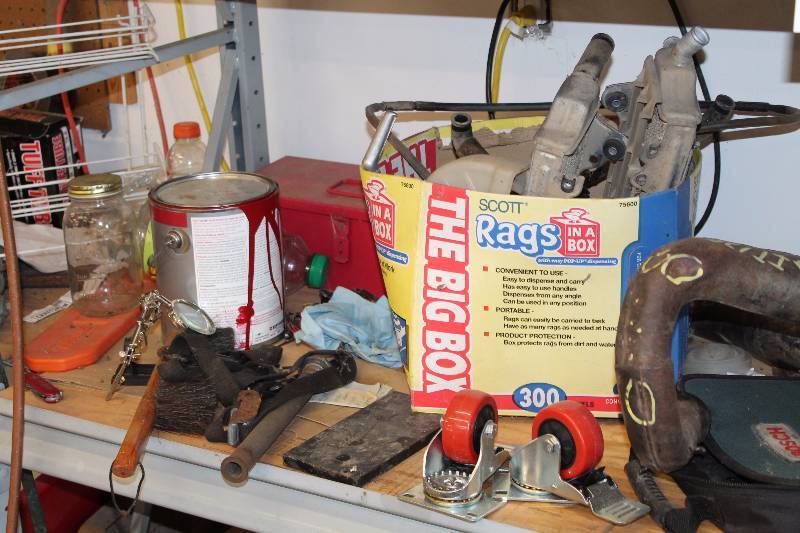 lot 148 image: Misc - Castors, Motorcycle Parts, Extension Cords, And More