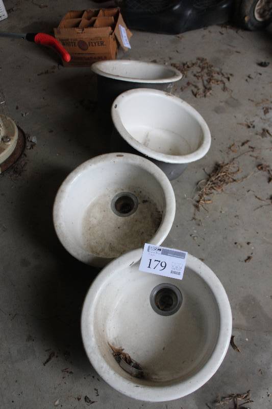 lot 179 image: Lot of (4) Porcelain Round Sinks