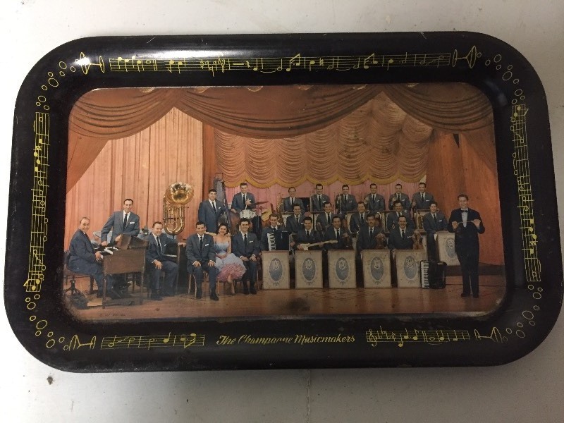 lot 42 image: Metal Tray - The Champagne Musicmakers