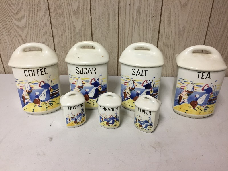 lot 47 image: Sailing Scene Cannister & Spice Set