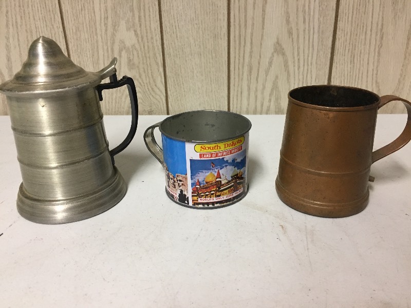 lot 77 image: Tin Souvenier Mug, Aluminum Mug & Stein
