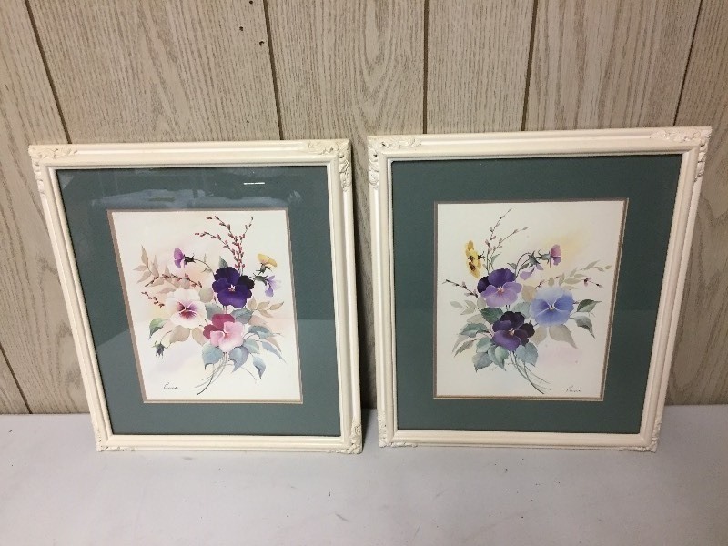 lot 140 image: 2 Pansy Framed Prints