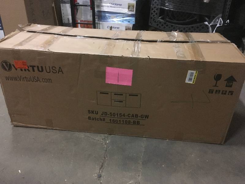 Virtu USA Midori 54.33 in. W Double Basin Vanity in Gloss White with Poly-Marble Vanity only in White with White Basin open box not used