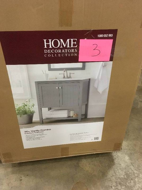 Home Decorators Collection Cranbury 30 in. Vanity in Cool Gray with Vitreous China Vanity Top not used