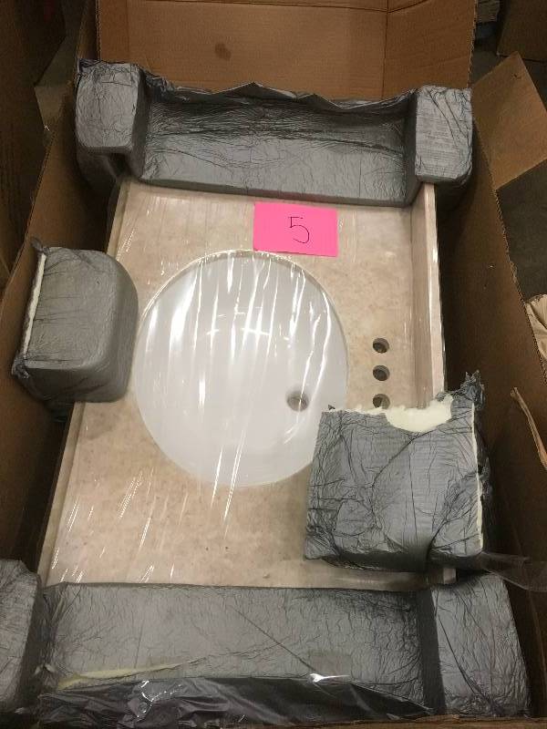 Stone Effects Vanity Top in Oasis with White Bowl-SEO3122COM-OA not used