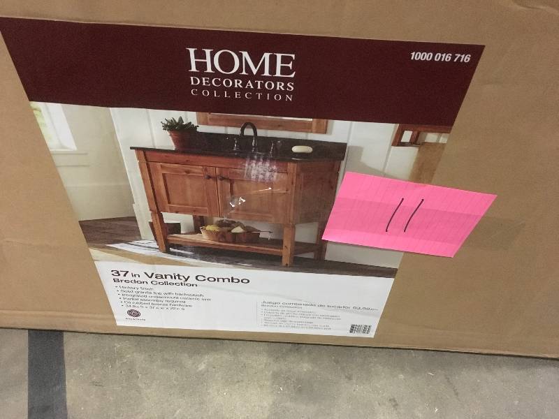 Home Decorators Collection Bredon 37 in. Vanity in Rustic Natural with Granite Vanity missing splass