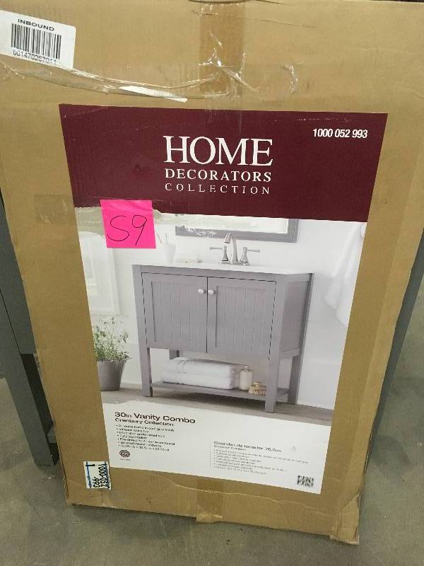 Home Decorators Collection Cranbury 30 in. Vanity in Cool Gray with Vitreous China Vanity Top