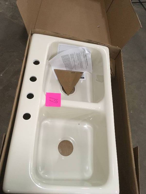 Brighton Drop-in Acrylic 33x19x9 in. 4-Hole Double Bowl Kitchen Sink