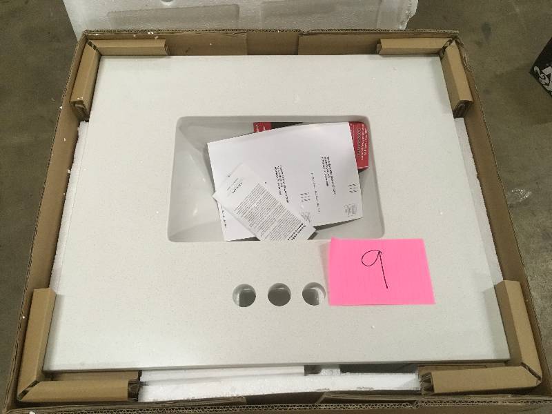 Home Decorators 25 in. W x 22 in. D Engineered Marble Vanity Top in Snowstorm with White Single Trough Basin not used